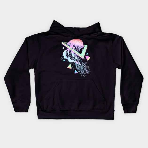 Aesthetic Vaporwave Jellyfish E-Girl Kids Hoodie by sadpanda